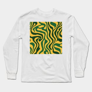 Abstract swirls retro yellow green vibrant pattern Long Sleeve T-Shirt